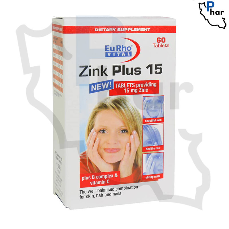 قرص زینک پلاس 15 یوروویتال بسته ۶۰ عددی