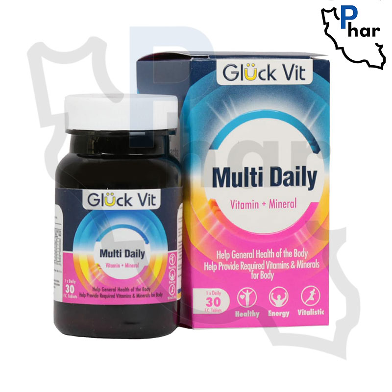 قرص روکش دار مولتی دیلی گلوک ویت بسته 30 عددی